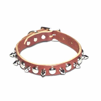 Spiked And Stud Leather Dog Collar 1 inch wide