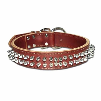 Spiked Latigo Protector Dog Collars<br> 1-1/2 in. wide