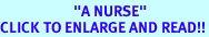 <bR>                      "A NURSE"<Br>CLICK TO ENLARGE AND READ!!