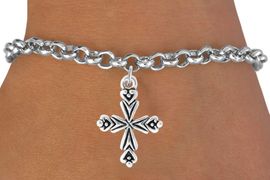 <bR>                    EXCLUSIVELY OURS!!<Br>              AN ALLAN ROBIN DESIGN!!<BR>  CLICK HERE TO SEE 500+ EXCITING<BR>     CHANGES THAT YOU CAN MAKE!<BR>                LEAD & NICKEL FREE!!<BR>       W766SB - ORNATE CROSS CHARM<Br>        BRACELET FROM $4.50 TO $8.35