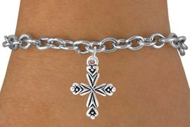 <bR>                    EXCLUSIVELY OURS!!<Br>              AN ALLAN ROBIN DESIGN!!<BR>  CLICK HERE TO SEE 500+ EXCITING<BR>     CHANGES THAT YOU CAN MAKE!<BR>                LEAD & NICKEL FREE!!<BR>       W766SB - ORNATE CROSS CHARM<Br>        BRACELET FROM $4.50 TO $8.35