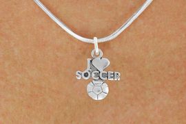 <bR>               EXCLUSIVELY OURS!!<BR>         AN ALLAN ROBIN DESIGN!!<BR>CLICK HERE TO SEE 600+ EXCITING<BR>   CHANGES THAT YOU CAN MAKE!<BR>  LEAD, NICKEL & CADMIUM FREE!!<BR>         W1020SN - "I LOVE SOCCER"<Br>  NECKLACE FROM $4.50 TO $8.35