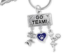 <Br>                  EXCLUSIVELY OURS!! <Br>             AN ALLAN ROBIN DESIGN!! <Br>                LEAD & NICKEL FREE!! <BR>         THIS IS A PERSONALIZED ITEM <Br>   W20145KC - SILVER TONE "GO TEAM!" <BR>   CHEERLEADING THEMED KEY RING WITH <BR> COLOR PAW PRINT HEART & CHEERLEADERS <BR>           FROM $6.41 TO $14.25 2013