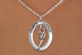 <bR>                     EXCLUSIVELY OURS!! <BR>                AN ALLAN ROBIN DESIGN!! <BR>                   LEAD & NICKEL FREE!! <BR>   W20039N -  SILVER TONE "DANCE" OVAL <BR>       WITH SILVER TONE MODERN DANCER <BR>        CHARM ON CHAIN LINK NECKLACE <BR>                       $10.38 EACH  2013