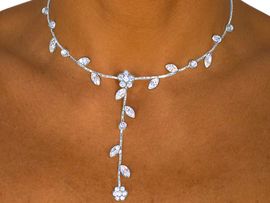 <BR>                    LEAD AND NICKEL FREE!!<bR>W8324NE - BRILLIANT AUSTRIAN CRYSTAL<Br> VINE & FLOWER STRAND DROP NECKLACE<Br>    & EARRING SET FROM $17.88 TO $33.00