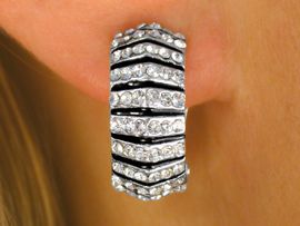 <bR>          LEAD AND NICKEL FREE!!<BR> W9410E - BLACK & SILVER TONE<Br>GENUINE AUSTRIAN CRYSTAL CLIP<Br>EARRINGS FROM $8.44 TO $18.75