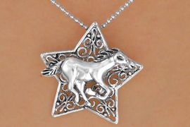 <Br>                 LEAD & NICKEL FREE!!<Br>                  EXCLUSIVELY OURS!!<Br>            AN ALLAN ROBIN DESIGN!!<Br>   W15714NE - SILVER TONE FILIGREE<Br>STAR & RUNNING HORSE NECKLACE &<Br>  EARRING SET FROM $8.44 TO $18.75