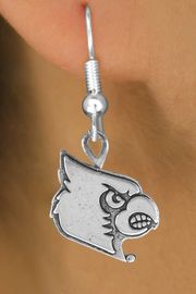 <Br>                LEAD & NICKEL FREE!!<Br>          STERLING SILVER PLATED!!<bR>  W13698E - LICENSED UNIVERSITY<Br>OF LOUISVILLE CARDINALS MASCOT<Br>         EARRINGS AS LOW AS $3.65