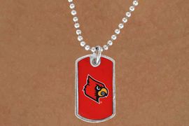 <Br>                LEAD & NICKEL FREE!!<Br>          STERLING SILVER PLATED!!<bR>W13740N - LICENSED UNIVERSITY OF<Br> LOUISVILLE "CARDINALS"  DOG TAG<bR>MASCOT NECKLACE AS LOW AS $3.50