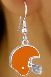 W10930E - ORANGE FOOTBALL HELMET<br>             EARRINGS AS LOW AS $2.40