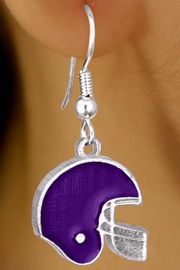 W10931E - PURPLE FOOTBALL HELMET<br>             EARRINGS AS LOW AS $2.40