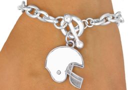 W10933B - WHITE FOOTBALL HELMET<br> TOGGLE BRACELET AS LOW AS $2.45