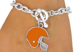 W10936B - ORANGE FOOTBALL HELMET<br>    TOGGLE BRACELET AS LOW AS $2.45