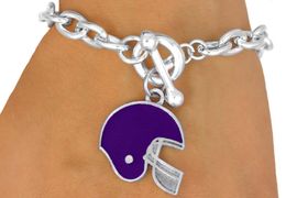 W10937B - PURPLE FOOTBALL HELMET<br>   TOGGLE BRACELET AS LOW AS $2.45