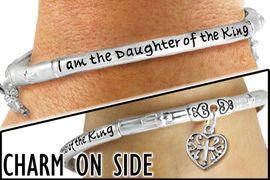 <br>WHOLESALE  I AM THE DAUGHTER OF THE KING JEWELRY<BR>                       LEAD AND NICKEL FREE! <BR> W20054B - "I AM THE DAUGHTER OF THE KING" <br>     SILVER TONE CROWN AND HEART CHARM <BR>    STRETCH BRACELET FROM $7.65 TO $17.00<BR>                                           2012