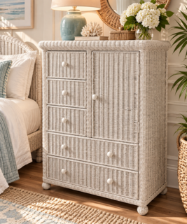 5 Drawer 1 Door Wicker Chest - Elana