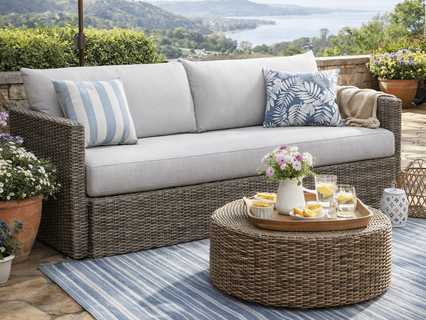 Lane Venture Ashford Wicker Sofa (Bench Cushion Bottom)