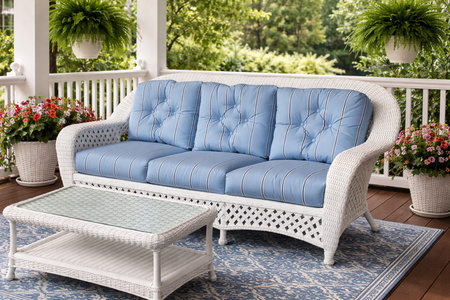 Montauk Outdoor Wicker White Sofa