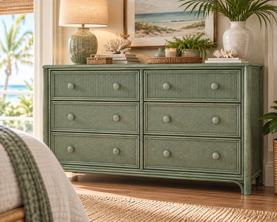 Braxton Culler Summer Retreat Wicker Six Drawer Dresser (Available in 30 Finish Choices)