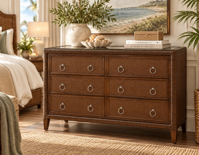 Braxton Culler Sabal Bay Wicker Six Drawer Dresser (Available in 30 Finish Choices)