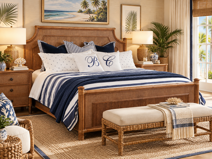 Braxton Culler Summer Retreat King Wicker Complete Bed (Available in 30 Finish Choices)