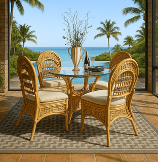 Armless Rattan Dining Set of 5 - Tropical Breeze