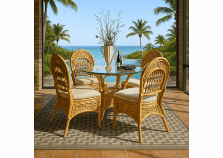 Armless Rattan Dining Set of 5 - Tropical Breeze
