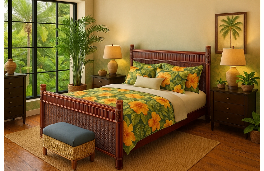 Barbados Rattan Complete Bed - Queen size