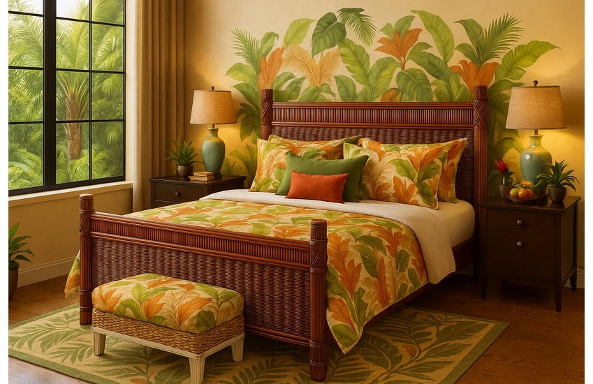 Barbados Rattan King Size Complete Bed