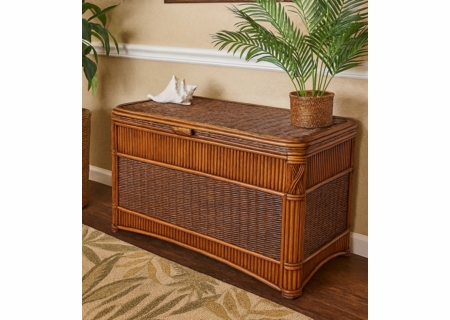 Barbados Wood Lined  Rattan Storage Trunk Large