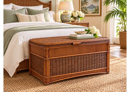 Barbados Wood Lined Rattan Storage Trunk Large