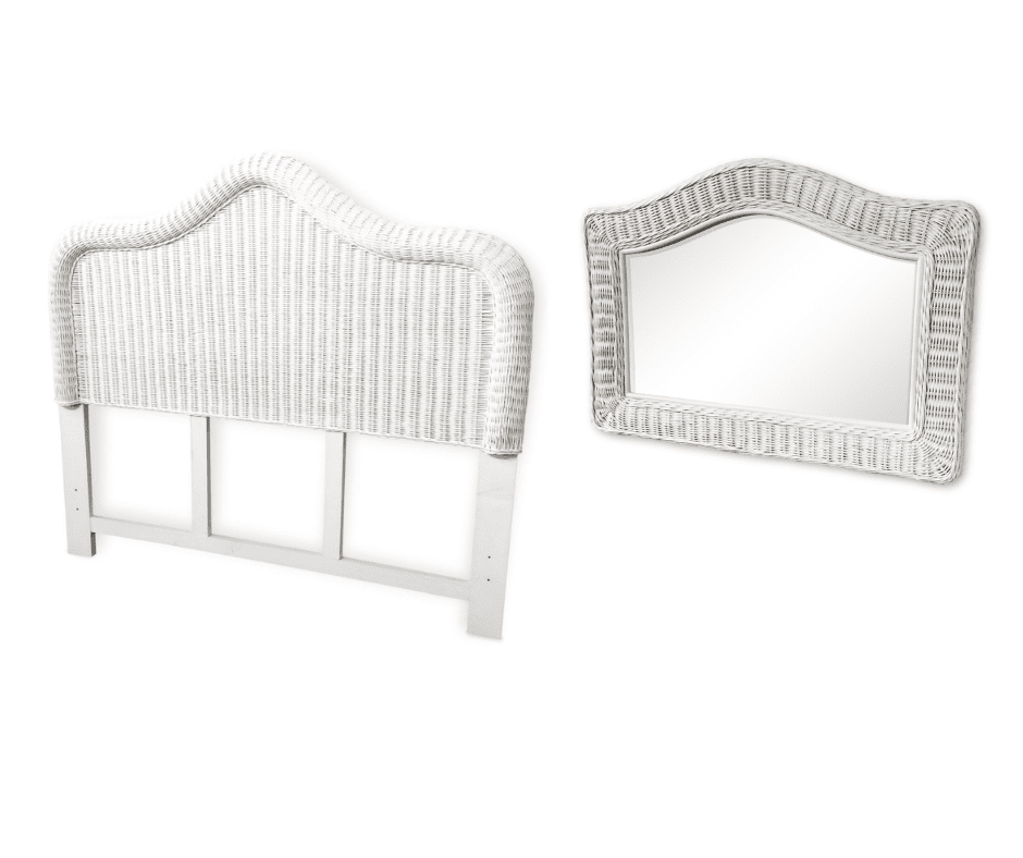 Elana Wicker Bedroom Set of 2 Mirror and Headboard