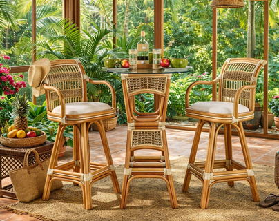 Crestwood Bay Rattan Bar Set of 3