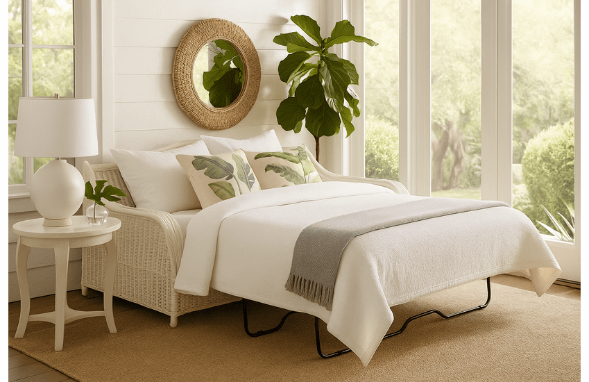 Braxton Culler Bodega Bay Rattan Queen Sleeper Sofa