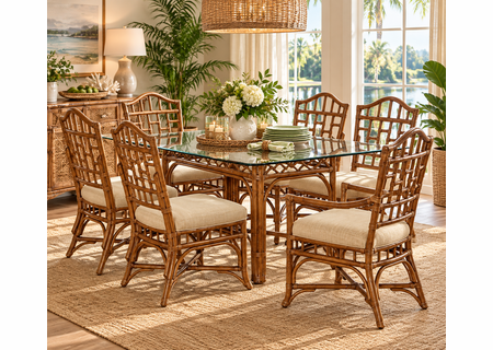 Braxton Culler Chippendale Rattan Dining Set Of 7 (Available in 30 Finish Choices)