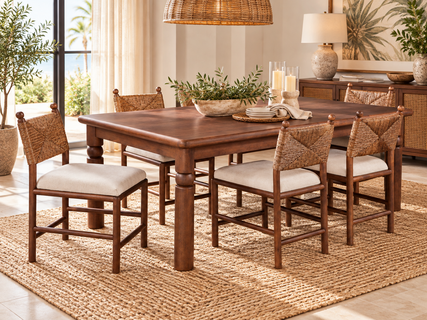 Braxton Culler Dulce Wicker Dining Set of 7 - 84 Inch Rectangular Table (Available in 30 Finish Choices)