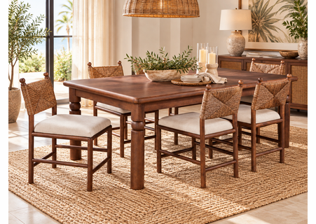 Braxton Culler Dulce Wicker Dining Set of 7 - 84 Inch Rectangular Table (Available in 30 Finish Choices)