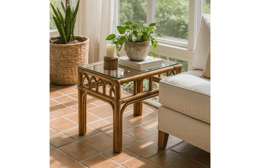 Braxton Culler Edgewater Rattan End Table With Glass Top