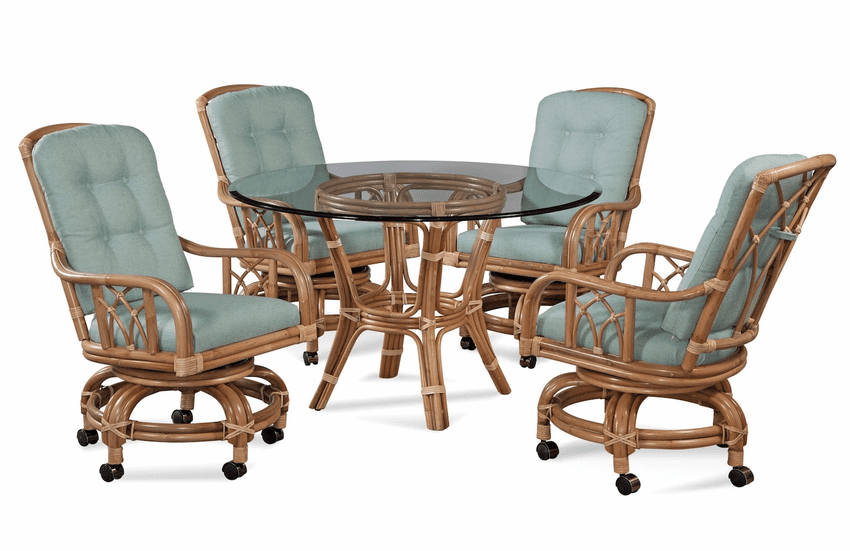 Braxton Culler Edgewater Rattan Tilt Swivel Castered Dining Set Of 5
