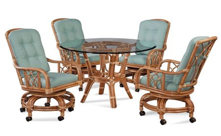 Braxton Culler Edgewater Rattan Tilt Swivel Castered Dining Set Of 5