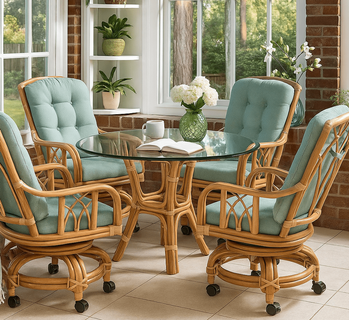 Braxton Culler Edgewater Rattan Tilt Swivel Castered Dining Set Of 5