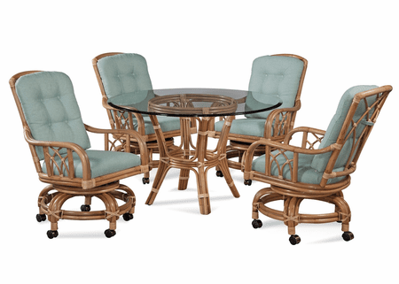 Braxton Culler Edgewater Rattan Tilt Swivel Castered Dining Set Of 5