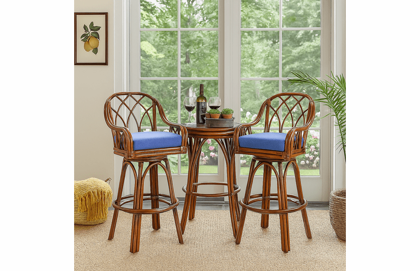 Braxton Culler Edgewater Set of 2 Rattan Swivel Bar Stools