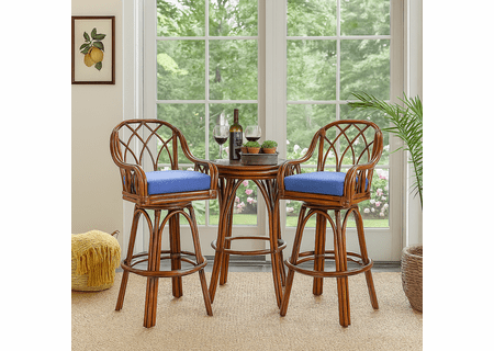 Braxton Culler Edgewater Set of 2 Rattan Swivel Bar Stools