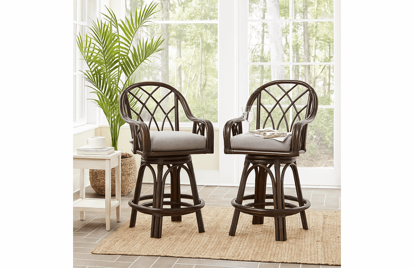 Braxton Culler Edgewater Set of 2 rattan swivel counter Stools 
