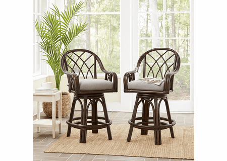 Braxton Culler Edgewater Set of 2 rattan swivel counter Stools