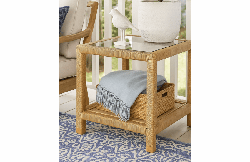 Braxton Culler Gibraltar Wicker End Table with Glass Top