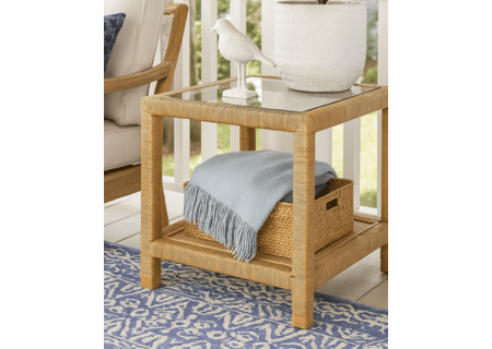 Braxton Culler Gibraltar Wicker End Table with Glass Top
