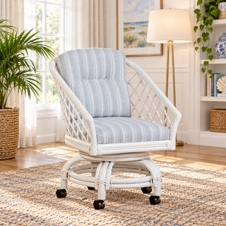 Braxton Culler Kent Rattan Swivel Rocker Dining Chair With Casters (Available in 30 Finishes)