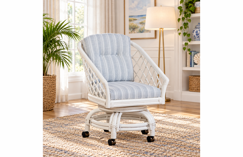 Braxton Culler Kent Rattan Swivel Rocker Dining Chair With Casters (Available in 30 Finishes)